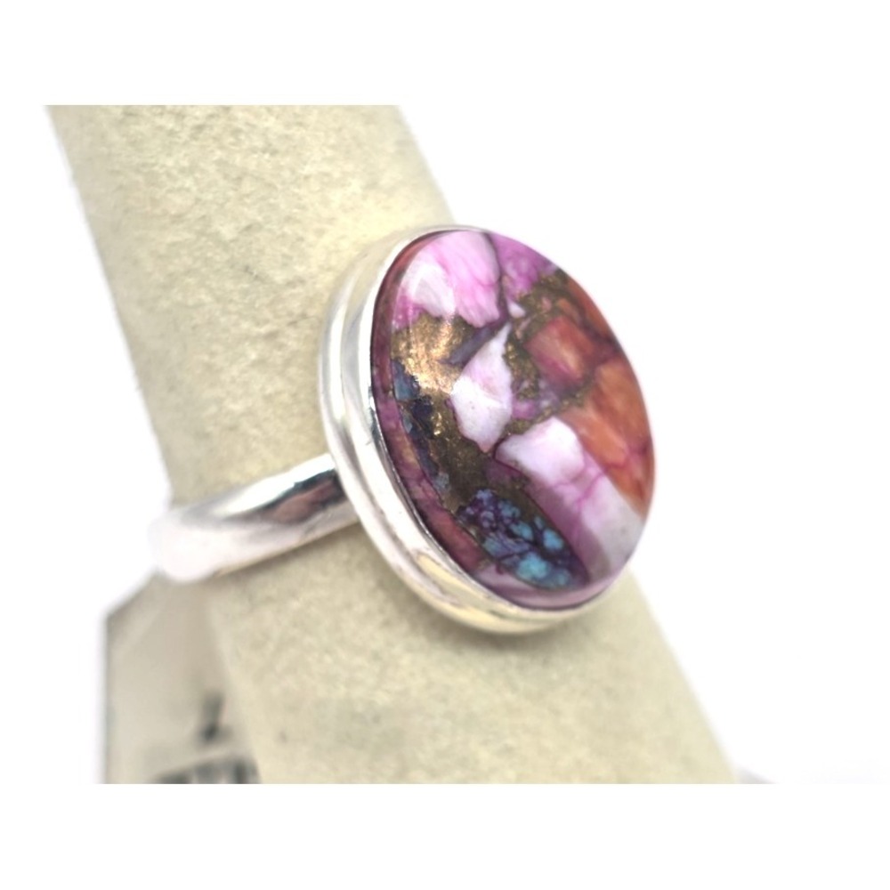 Pink Spiny Oyster Shell‎ Turquoise Copper Ring Size 7 Sterling Silver 925 NWT